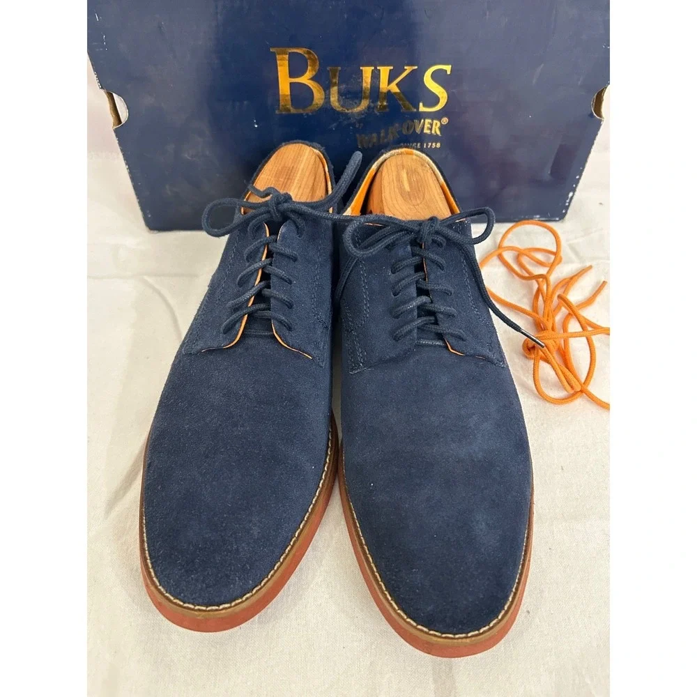 BUKS By Walk-Over Declan Derby Mens Size 9.5 Navy Blue Suede Lace‎ Up B00336